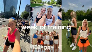 WEEK OF WORKOUTS VLOG: puresport run club, london workout classes, playing tennis, hybrid training