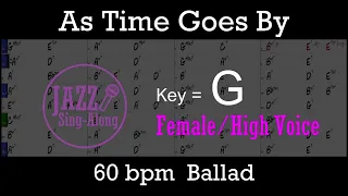 As Time Goes By - Backing Track with Intro + Lyrics in G (Female) - Jazz Sing-Along