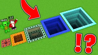 JJ and Mikey Found The NEW DEEPEST PITS of ALL SIZES in Minecraft Maizen!