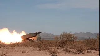 B Battery 1-121 FA BN fires HIMARS rocket