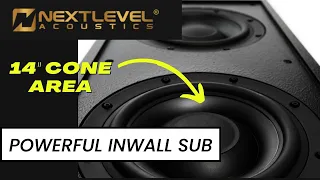 Inwall SUB with Surprising OUTPUT!  NEXT LEVEL ACOUSTICS IN Wall Subwoofer.  Home Theater Gurus.