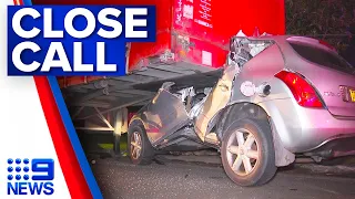 Alleged disqualified driver escaped injury after Sydney crash | 9 News Australia