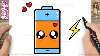 How to Draw a Cute Battery (Easy for Kids!)