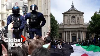 Police in paris clear out pro-Palestinian protest encampments at Sorbonne University