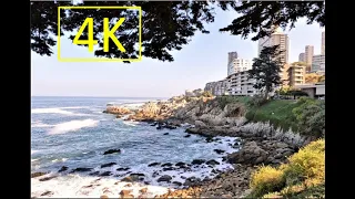 VALPARAISO REGION, CHILE 4K. Coastal walk, from Concon to Renaca Beach.