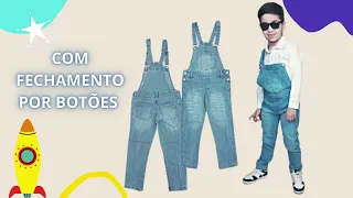 MACACÃO JARDINEIRA JEANS INFANTIL MENINO CALÇA