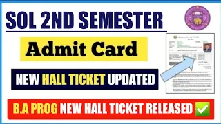 Sol 2nd Sem B.a Program Updated Admit Card Released 2024 II How to download new Hall Ticket 2nd Sem