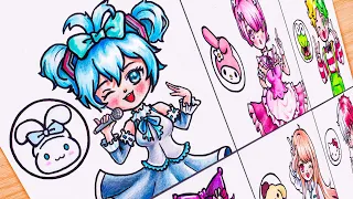 Drawing: Miku x Cinnamoroll, Kuromi x Hoshino AI, My Melody x Ram |  Sanrio World but HUMAN