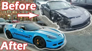 Rebuilding & Supercharging A Wrecked Corvette in 10 MINUTES and Burnouts at the End!