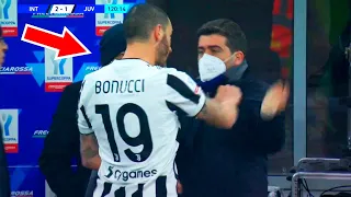 Leonardo Bonucci se Pelea tras el Gol de Alexis Sánchez en el minuto Final - Inter vs Juventus