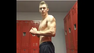 Justin Rearick 17 years old teen  bodybuilder posing practice starting the bulking process