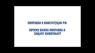 Поправки в Конституцию РФ. О защите животных