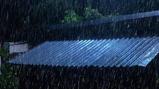 Rain Sounds for Sleeping - Deep and Calm Sleep with Heavy Rain and Thunder On Tin Roof at Night