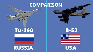 Comparison of the Russian Built Bomber Tupolev Tu-160 and the Boeing B-52 aircraft. #Tu160 #B52