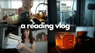 a cozy autumn reading vlog | book unhaul & haul + spooky reads