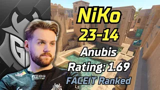 G2 NiKo (23-14) rating: 1.69 (Anubis) |FACEIT Ranked | May 1, 2024 #cs2 #demo #g2 #pov