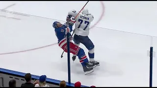 Victor Hedman big hit on former teammate, Barclay Goodrow