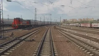 Cab View Train Russia: Krasnoyarsk-Uyar. Train ride. Life in Siberia