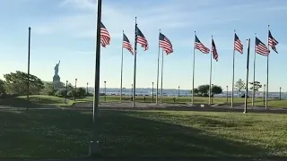 Flag Plaza and Liberation Monument at Liberty State Park, New Jersey