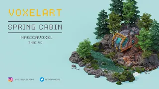 Voxel Art - Spring Cabin - Magicavoxel Timelapse