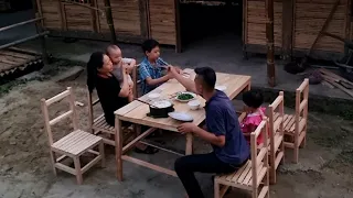 single mother: building a new future together- completing the gate roof and making tables and chairs