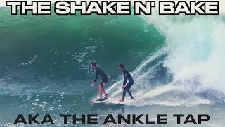 SHAKE N' BAKE SURFING DROP IN MOVE . AKA THE ANKLE TAP , OR GETTING CHOPPED . BURN , ROAST , SURF