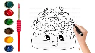 how to draw fruit cake /Kids drawing coloring panting /Kids drawing ideas