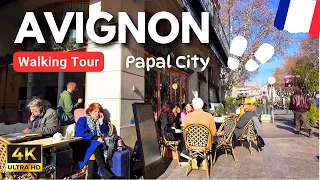 [4K] Avignon France 🇫🇷⛪️Walking Tour Video in the city of the Pope ⚜️Provence South of France Travel