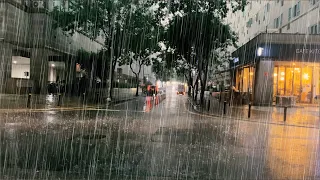 (4K) Walking in Heavy Rain | Torrential Rain | Streets | Binaural City Sounds | S.Korea | 소나기 폭우