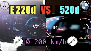 Acceleration Battle | BMW 520d xDrive (G30) vs Mercedes E 220d 4Matic (W213) | 140 vs 143 kW