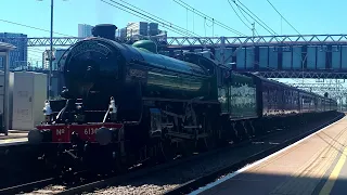 61306 Mayflower arrives into and departs from Stratford with an excursion to Norwich 4/7/19