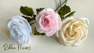 DIY Roses ||  How to make a satin ribbon flower rose