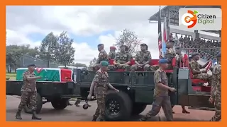 Gen. Ogolla’s procession arrives at Ulinzi Sports Complex from Mashujaa Funeral Home