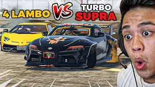 Animated SUPRA vs 4 Lamborghini - *INTENSE CHASE* | GTA 5 RP