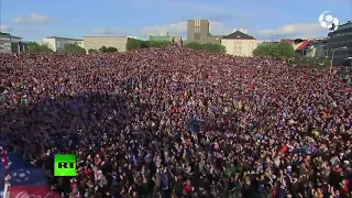 Epic Viking war chant  10,000 fans pay tribute to Iceland team leaving Euro 2016