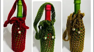 How To Crochet A Wine Bottle Holder Tutorial | Easy and Beginner Friendly #doycreations #tutorial 👍