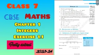 class 7 maths cbse chapter 1 integers exercise 1.1