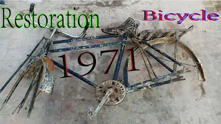 Restoration rusty and broken bicycle 1971