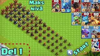 Alle luftforsvarsnivåer mot alle lufttropper i Clash of clans