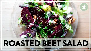 Roasted Beet Salad with Citrus-Shallot Vinaigrette, Goat Cheese, and Walnuts