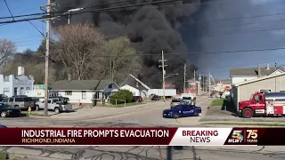 Large industrial fire breaks out in Richmond, Indiana; evacuation orders issued