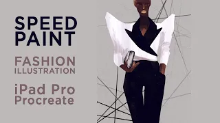 Speedpaint BALMAIN Fashion illustration iPad Pro Precreate, фэшн скетч на iPad, процесс