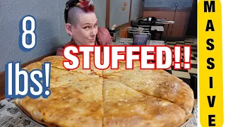 MASSIVE STUFFED PIZZA CHALLENGE!! THE BRONX BOMBER!! 8 LBS | MOM VS FOOD
