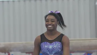 Gymnasts at Simone Biles' home gym excelling