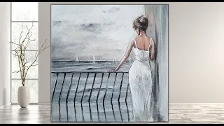 Woman on the Beach /Acrylic Painting Step by Step /MariArtHome