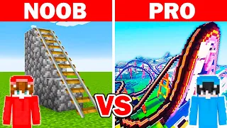 Minecraft NOOB vs PRO: MONTAÑA RUSA GIGANTE en RETO DE CONSTRUCCIÓN