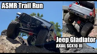 Banged Up On The Trail - SCX10 III - JEEP GLADIATOR - ASMR TRAIL RUN