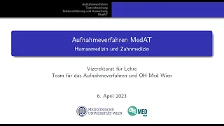 MedUni Wien: MedAT Infoveranstaltung