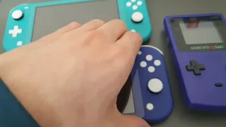 Nintendo Switch lite blue / purple new colour comparison with Gamecube and Gameboy Color