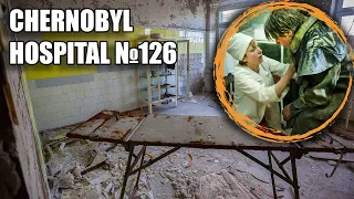 Abandoned Chernobyl Hospital in Pripyat, basement with firefighter's clothes